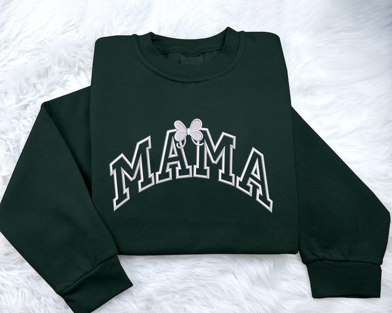 Mama Embroidered Sweatshirt, Personalised Mama Bow Sweatshirt, Cute Mama Ribbon Crewneck Sweater, Mother Day Gifts, Gift for Mom
