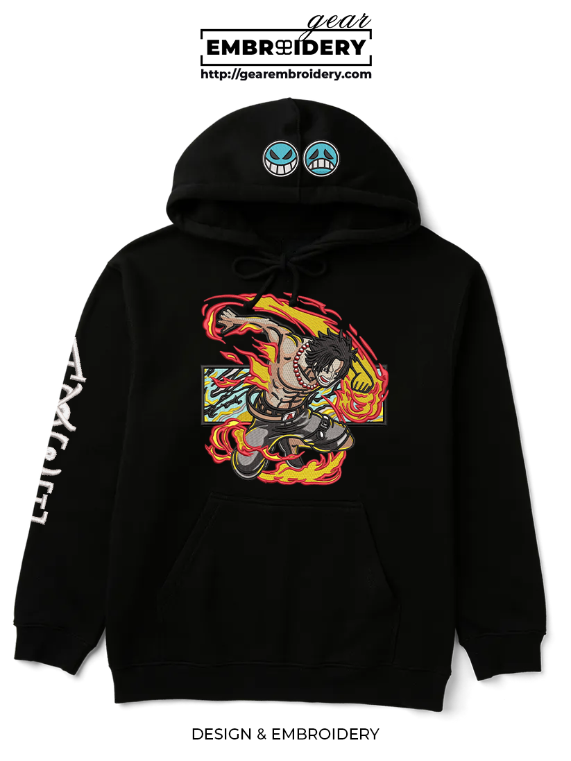 Ace x Whitebeard logo embroidered hoodie one piece anime limited edition OP1