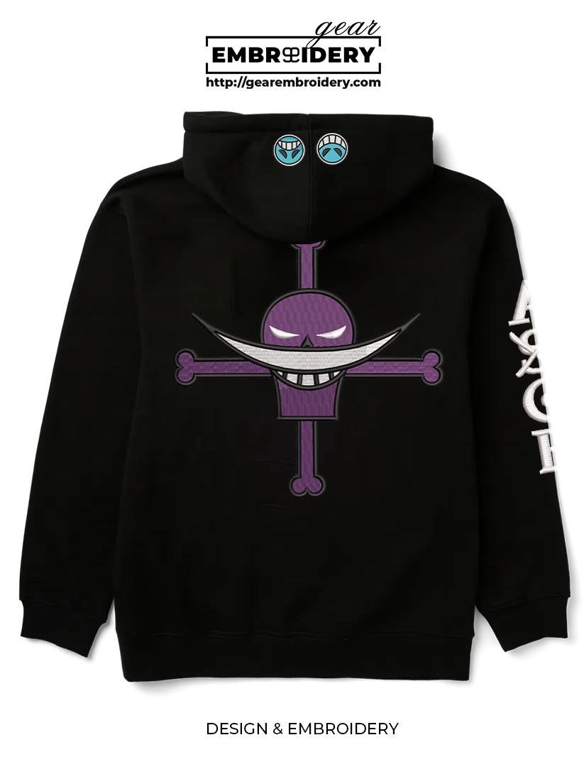 Ace x Whitebeard logo embroidered hoodie one piece anime limited edition OP1