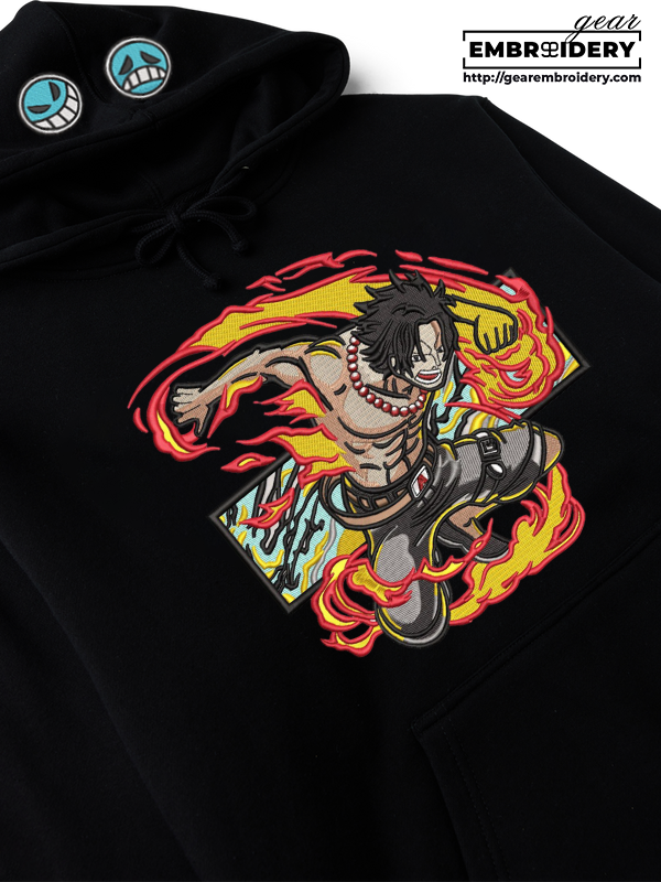 Ace x Whitebeard logo embroidered hoodie one piece anime limited edition OP1