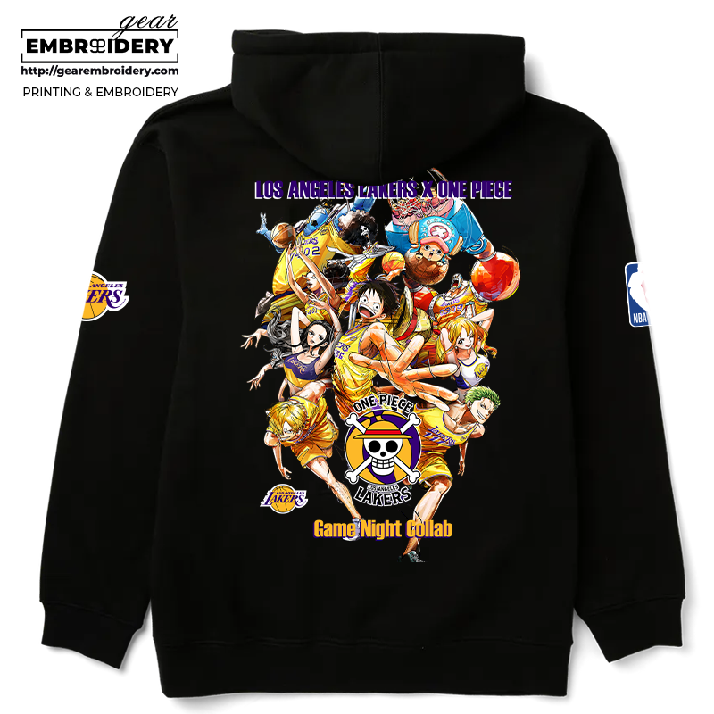 Los Angeles Lakers x One Piece Game Night Embroidered Logo One Piece character Hoodie - LMT OP4