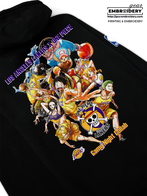 Los Angeles Lakers x One Piece Game Night Embroidered Logo One Piece character Hoodie - LMT OP4