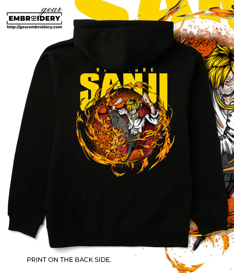 Sanji One Piece anime Printing & Embroidered T Shirt Sweatshirt Hoodie Clothing OP95