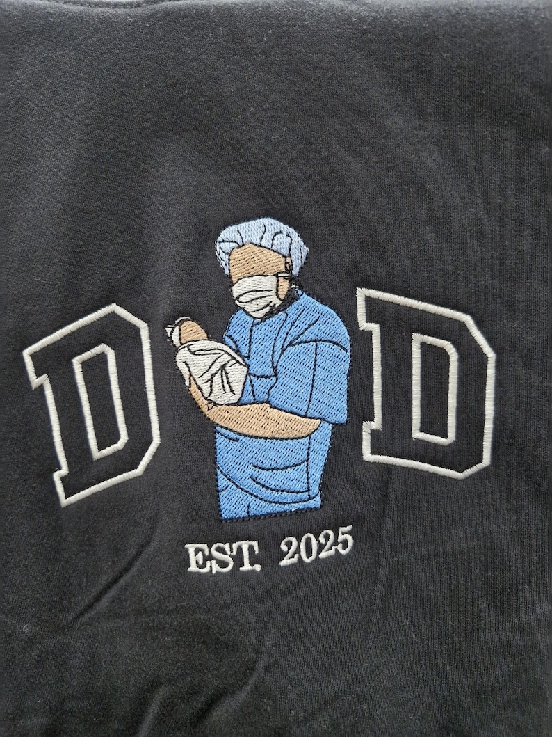 Embroidered Dad Sweatshirt, Custom embroidered father tshirt, custom father embroidered tshirt, Custom embroidered photo