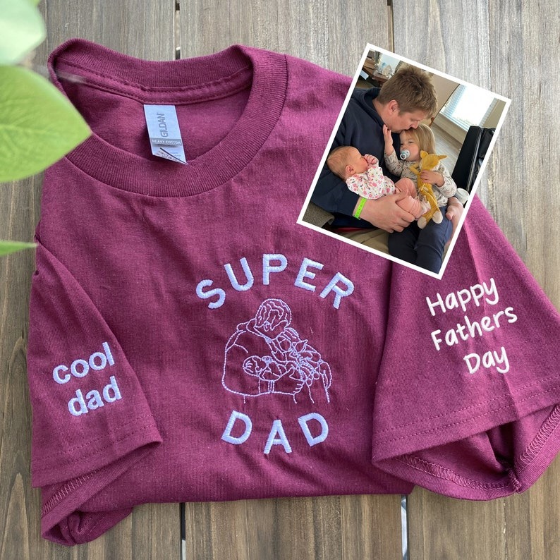Personalized Dad Sweatshirt With Picture, Custom Embroidered Portrait from Photo Hoodie, Dad Portrait, Family Portrait, Dad Sweatshirt