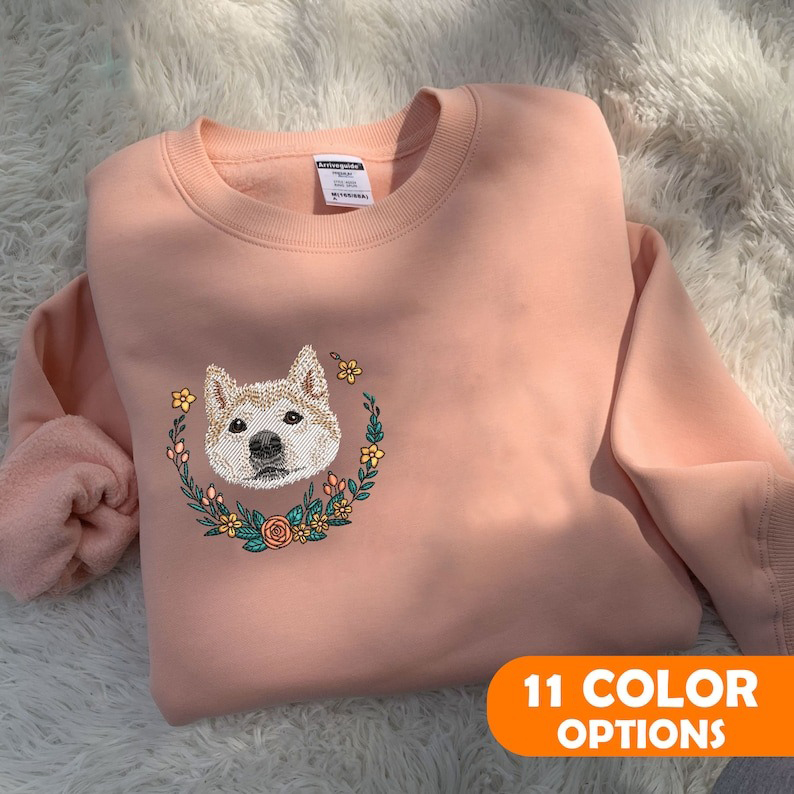 Custom Dog, Cat Portrait Embroidered Hoodie, Custom Pet Hoodie, Personalized Pet Face and Pet name Sweatshirt, Custom gift, Mother's Day Gift