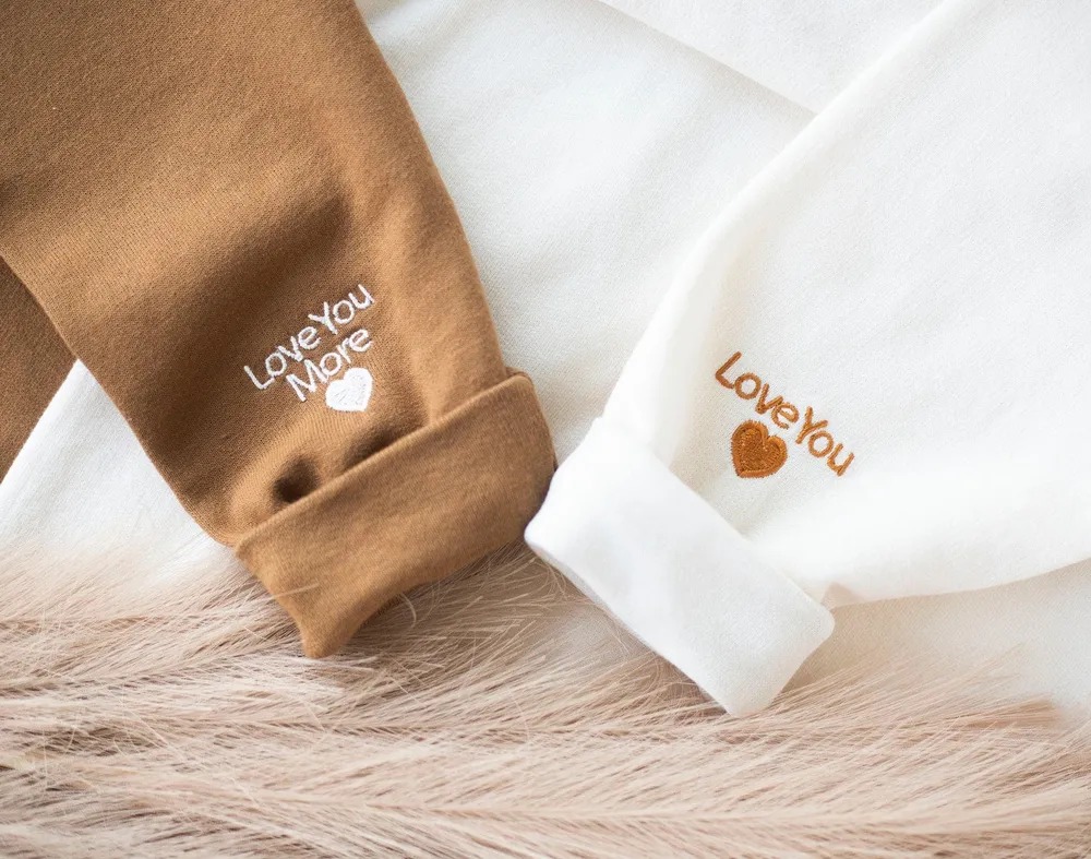 Personalized Embroidered Roman Numeral Couple Hoodie Sweatshirt Tee