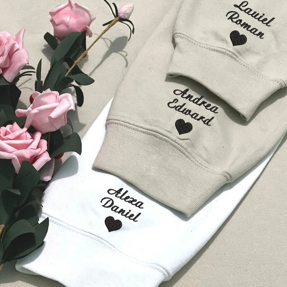 Personalized Couple Custom Photo Embroidered Hoodie Tee Sweatshirt