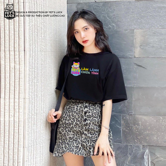 Áo thun, phông thêu Làm Lành Chữa Tình cá tính, form unisex mềm mịn 100%, thoáng mát, Fet's Luck Let's F*** FL11