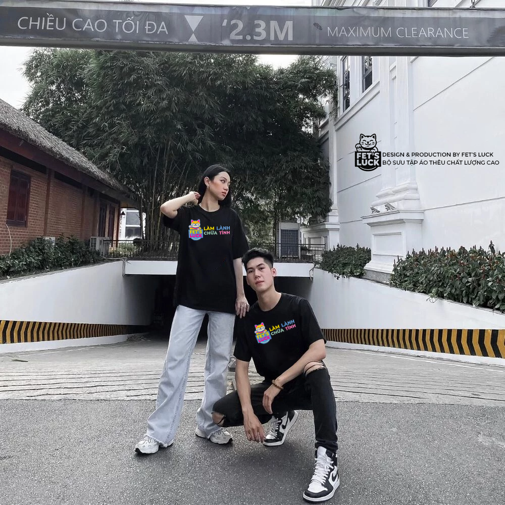 Áo thun, phông thêu Làm Lành Chữa Tình cá tính, form unisex mềm mịn 100%, thoáng mát, Fet's Luck Let's F*** FL11