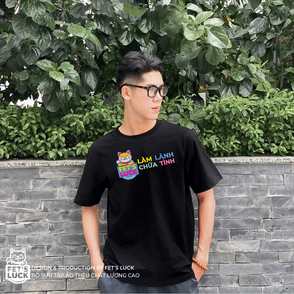 Áo thun, phông thêu Làm Lành Chữa Tình cá tính, form unisex mềm mịn 100%, thoáng mát, Fet's Luck Let's F*** FL11